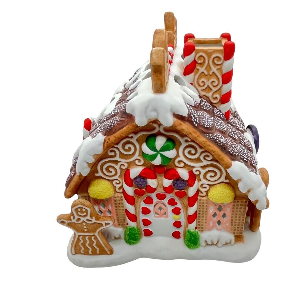 Partylite Gingerbread Tealight House 7 1/2" Christmas Holiday Decor With Box New